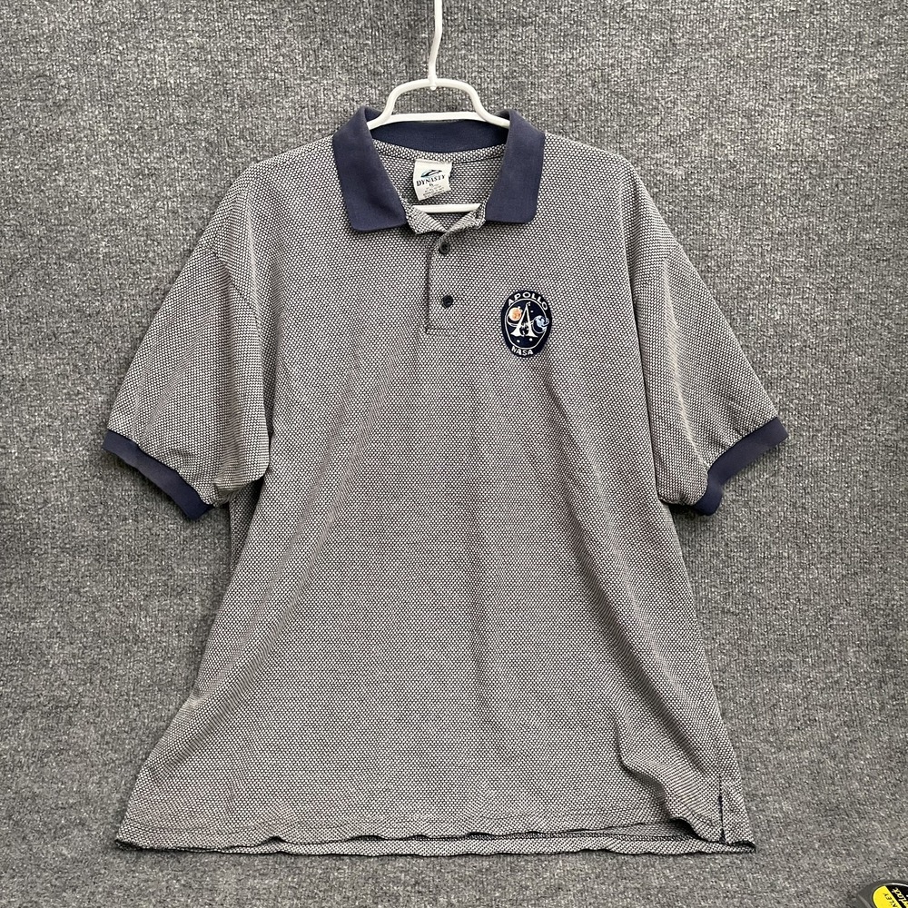 VTG NASA Apollo 11 Saturn V APOLLO PROJECT Logo Golf Polo Shirt Sz XL Space Moon